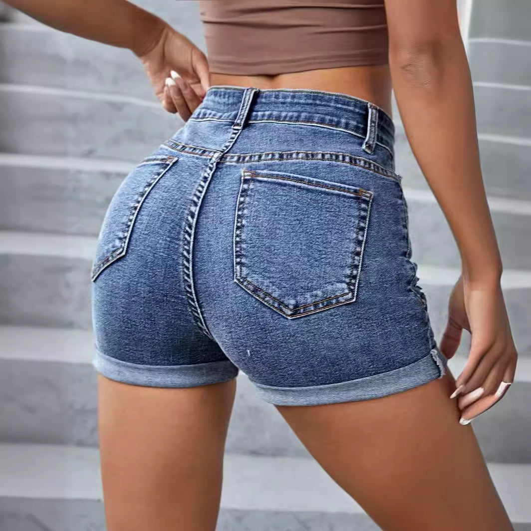 Ripped Denim Shorts